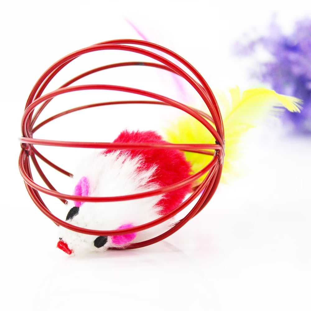 Vikakiooze Sale Pet Cat Funny Playing Toy Teal Fake Mouse Mice Rat in Cage Ball,Cat Toy Mouse